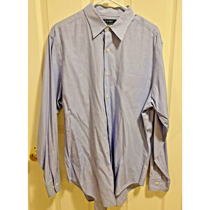 Lauren Ralph Lauren 16 1/2 Stripe Shirt Long Sleeve Cotton 34/35 Blue White